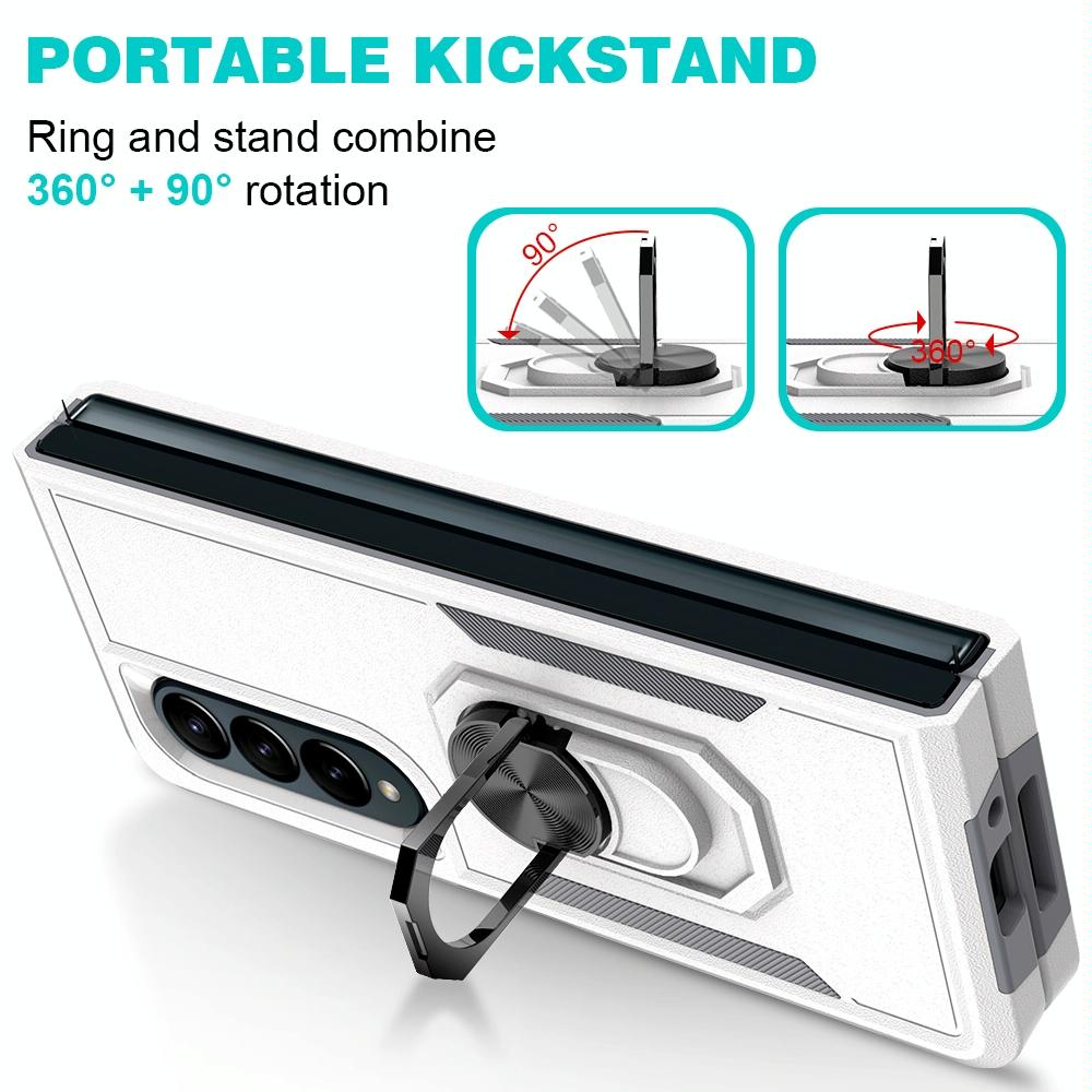 NNEDSZ Galaxy Z Fold 4 Tpu Shockproof Case With Ring - 2 In 1 Design - Black-4