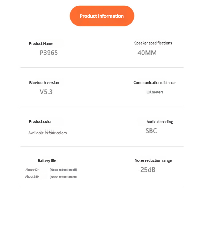 NNEDSZ Blue P3965 Foldable Bluetooth 5.3 ANC Wireless Over-Ear Headphones with Noise Cancellation-3